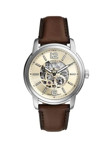 Fossil Heritage Herren-Uhr, Automatikwerk mit Edelstahl- oder Lederarmband Holzbraun
