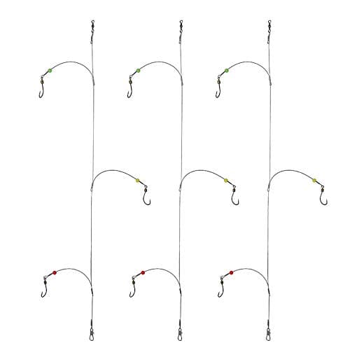 Dyxssm Angelhaken mit Vorfach-Rigging, Angelhakenschnur aus Edelstahl, Angel Sachen, Angelhaken und Rig-Haken (2/0#, Style-B: 3 Haken Rig)