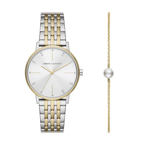 Armani Exchange Watch for Women, Quarz-Dreizeigerwerk und 36mm Gehäusegröße mit Edelstahlarmband
