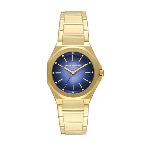 Armani Exchange Watch for Women, Quarz-Dreizeigerwerk und 34 mm Gehäusegröße mit Edelstahl- oder Lederarmband