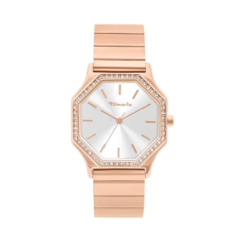Tamaris Damenuhr, Elegante Damen Armbanduhr mit Zirkoniasteinen und selbstkürzbarem Metallband, 3ATM Wasserdicht