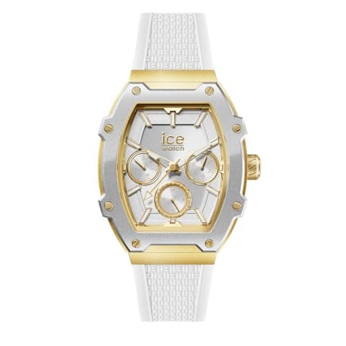 ICE-WATCH - Ice boliday Steel - Uhr mit Silikonarmband, Weiß-Gold,Medium (42mm)