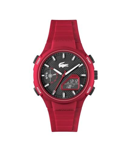 Lacoste Analoge-Digitale Multifunktions-Quarzuhr für Herren Kollektion LC33 mit Rotes Silikonarmband - 2011368