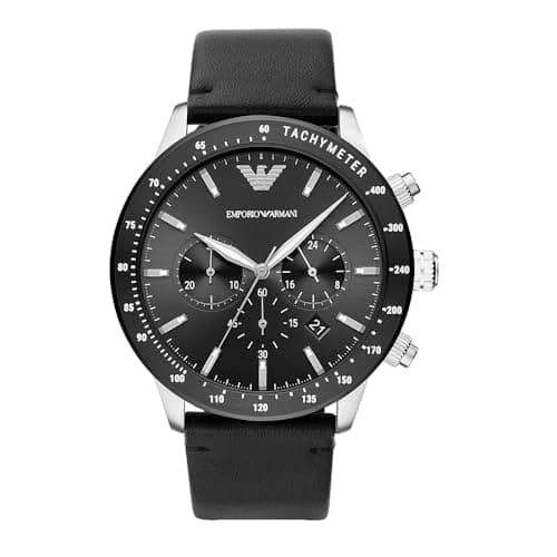 Emporio Armani Uhr für Herren, QuarzChronographenwerk, 43mm MultiEdelstahlgehäuse mit Lederarmband, AR11243