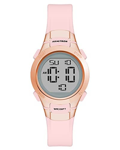 Armitron Sport Women's Digital Chronograph Resin Strap Watch, 45/7012 Pink/Rose Gold