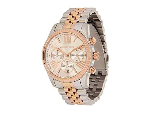 Michael Kors Lexington Chronograph Quarzuhr mit Silber- und Goldtönen Edelstahlarmband für Damen MK5735