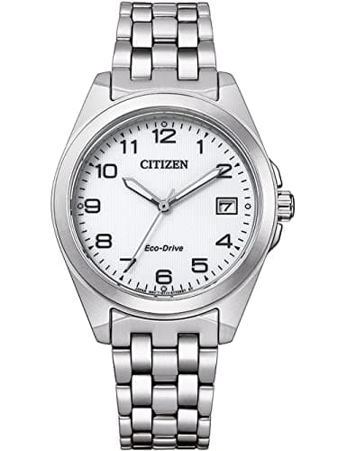 Citizen Eco-Drive Damenuhr Edelstahl, Weiß, 33.5 mm, EO1210-83A