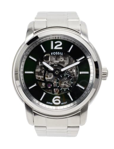 Fossil Heritage Herren-Uhr, Automatikwerk mit Edelstahl- oder Lederarmband Pfauengrün