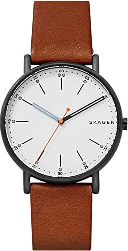 Skagen Herrenuhr Signatur, Dreizeiger Uhrwerk, 40mm Midnight Edelstahlgehäuse mit Lederarmband, SKW6374