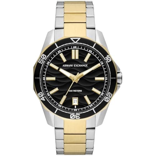 Armani Exchange Watch for Men, Quartz Three Hand Date Movement and 44mm Case Size with Stainless Steel or Silicone Strap
