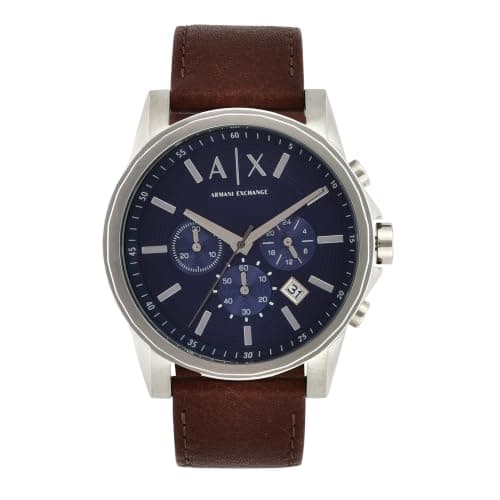 Armani Exchange Watch for Men, Quarz-Chronographenwerk und 45mm Gehäusegröße mit Lederarmband