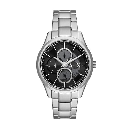 Armani Exchange Herrenuhr, Multifunktionsuhrwerk, Edelstahl, mit 42 mm Gehäusegröße und Lederoder Stahlarmband