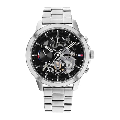 Tommy Hilfiger Multi Zifferblatt Quarz Uhr für Herren mit Silbernes Edelstahlarmband - 1710477