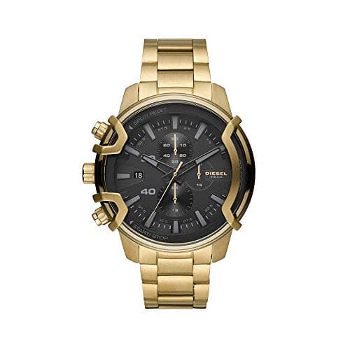 Diesel Uhr für Herren Griffed, QuarzChronographenwerk, 48mm GoldEdelstahlgehäuse mit Edelstahlarmband, DZ4522