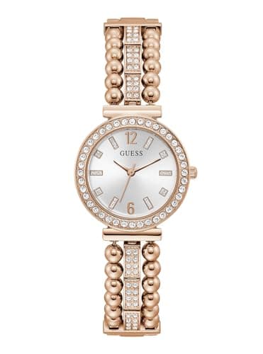 Guess Gala Damen Armbanduhr, Edelstahl, 30 mm, Edelstahlarmband, Rose Gold, 3 bar, Zifferblatt: Schwarz, GW0401L3 SP