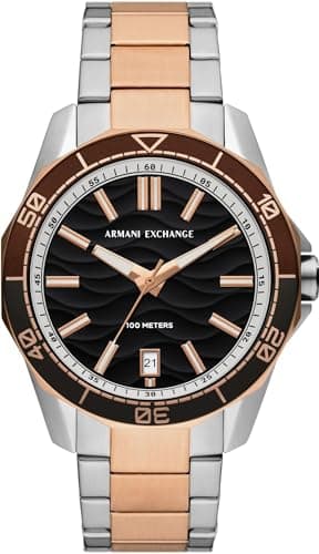 Armani Exchange Watch for Men, Quartz Three Hand Date Movement and 44mm Case Size with Stainless Steel or Silicone Strap
