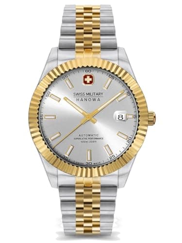 Swiss Military Hanowa SMWGL0002161 Diligenter Herrenuhr Automatik 41 mm Swiss Made Bicolor Edelstahl 10 ATM Saphirglas Sichtboden