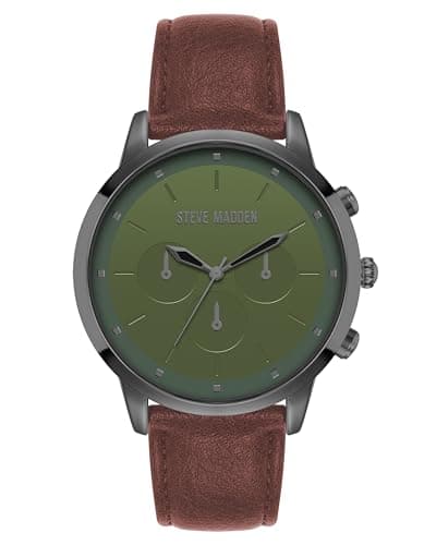 Steve Madden Herren -Strapuhrung,Dunkelgrau/Grün