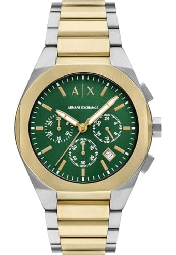 Armani Exchange Watch for Men, Automatic Movement and 46mm Case Size with Stainless Steel, Leather or Silicone Strap