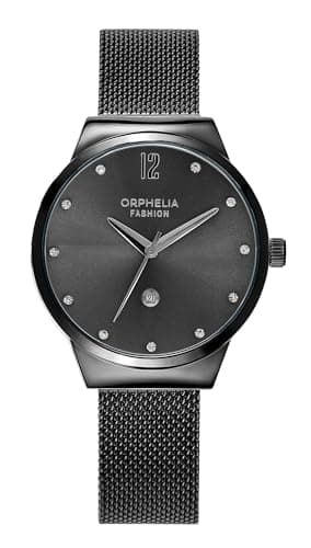 Orphelia Fashion Damen Analog Quartz Uhr Optima mit Mesh Edelstahl Armband Schwarz