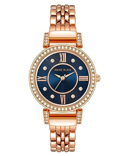 Anne Klein Premium Armbanduhr mit Kristallbesatz, AK/2928NVRG