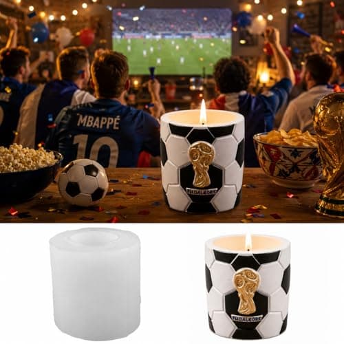 Silikonform Kerzenhalter,WM 2026 Silikon-Kerzenformen Fußball,Fußball-förmige Kerzenherstellung Formen,wiederverwendbar für Gips Epoxidharz DIY Kerzen