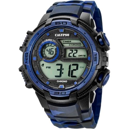Calypso Uhr Digital Herren aus Kautschuk Blau Sport-Herrenuhr