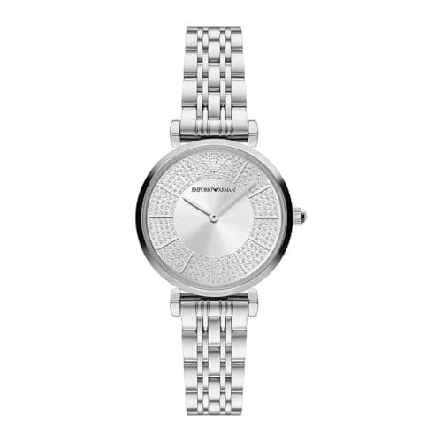 Emporio Armani Uhr für Damen , Zweizeiger Uhrwerk, 32mm Silbernes Edelstahlgehäuse mit Edelstahlarmband, AR11445