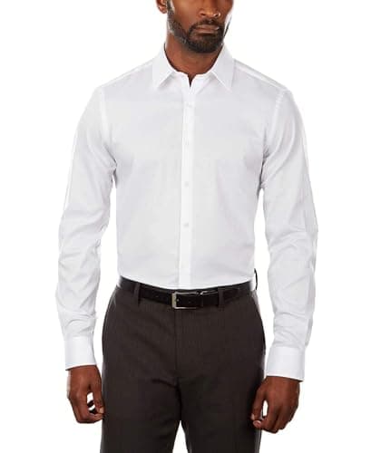 Van Heusen Herren Dress Shirt Slim Fit Flex Collar Stretch Solid Klassisches Hemd, Weiß, 44 cm Hals 86 cm-89 cm Ärmel