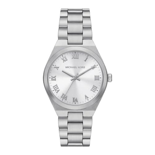 Michael Kors Lennox Watch für Damen, Silberfarbenes Quarz-Dreizeigerwerk mit Edelstahlarmband