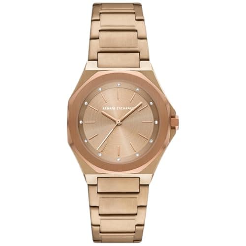 Armani Exchange Watch for Women, Quarz-Dreizeigerwerk und 34 mm Gehäusegröße mit Edelstahl- oder Lederarmband