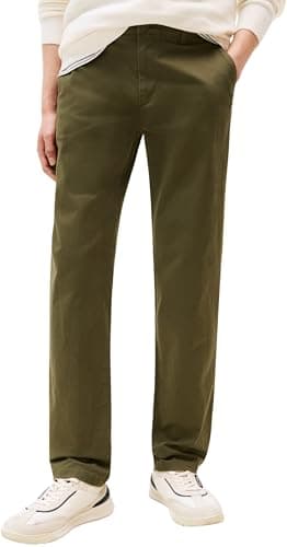 Tommy Hilfiger Herren Chino Hose Core Denton Essential Twill Straight Fit, Grün (Dark Greenery), 28W/36L