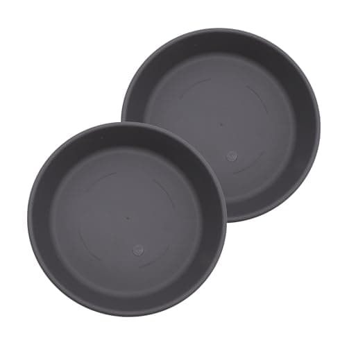 The HC Companies Blumentopf-Untersetzer, Kunststoff, für Innen- und Außenbereich, traditionelles Design für Wasserablauf – langlebig und stilvoll, rund (53,3 cm, Warmgrau, 2 Stück)