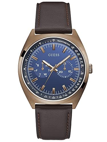 Guess Watches Gents Blazer Herren Uhr analog Quarzwerk mit Leder Armband GW0212G2