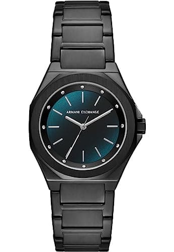Armani Exchange Damenuhr, Dreizeigerwerk, Edelstahluhr mit 34 mm Gehäusegröße