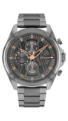 Tommy Hilfiger Multi Zifferblatt Quarz Uhr für Herren mit Graues Edelstahlarmband - 1710657