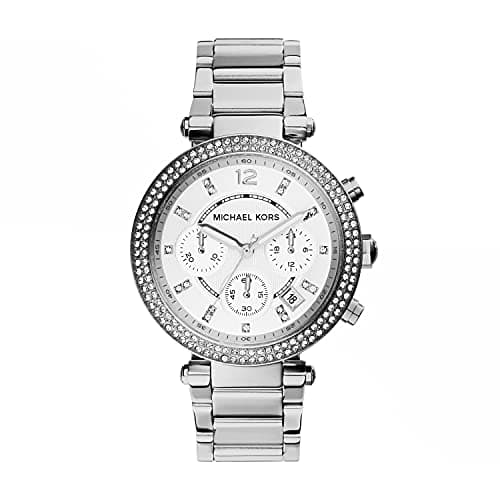 Michael Kors Parker Watch für Damen, Quarz-Chronographenwerk mit Edelstahl- oder PVC-Armband