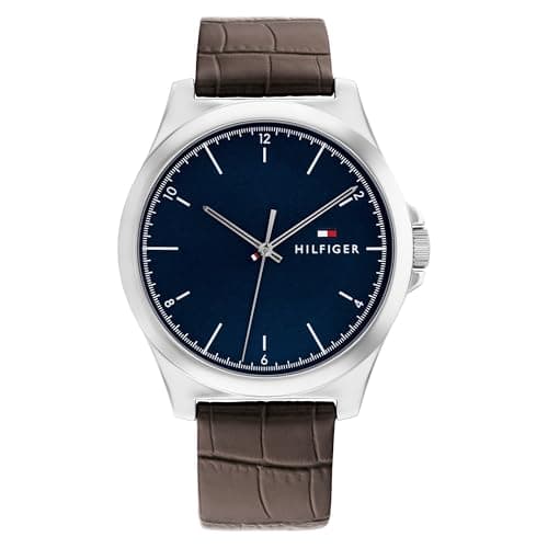 Tommy Hilfiger Analog Quarzuhr für Herren mit Braunes Lederarmband - 1710549
