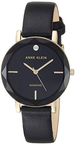 Anne Klein Damen-Armbanduhr mit echtem Diamant-Zifferblatt und Lederarmband