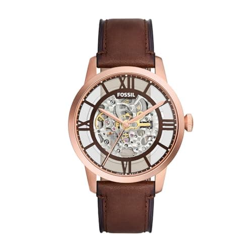 Fossil Herren Analog Automatik Uhr mit Leder Armband ME3259