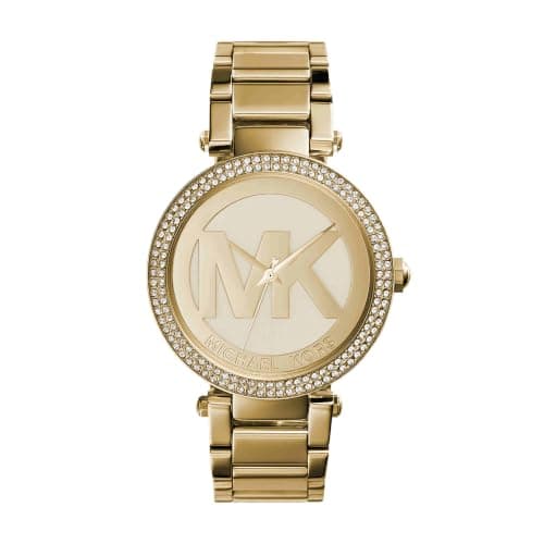 Michael Kors Parker Uhr für Damen, Quarzwerk mit Edelstahl- oder Lederarmband, Gold-Ton, 22MM