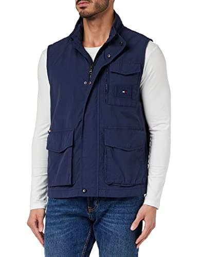 Tommy Hilfiger Herren Weste Sail Vest Ärmellos, Blau (Desert Sky), L