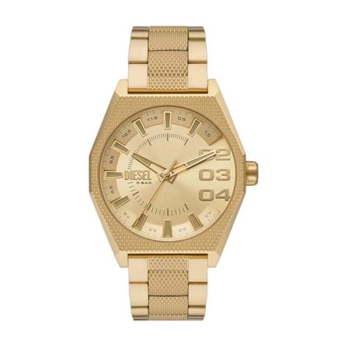 Diesel Herrenuhr Scraper 3-Zeiger-Werk Edelstahl goldfarben, DZ2173