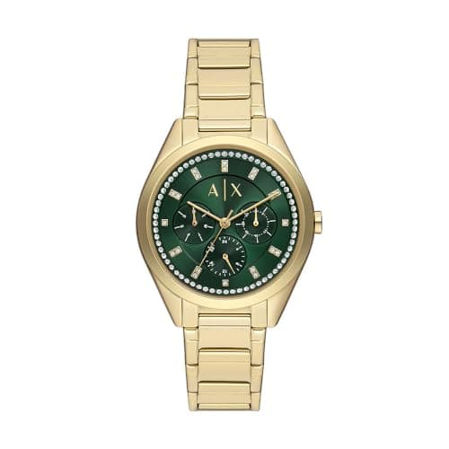 Armani Exchange Watch for Women, Quartz Multifunctional Movement and 36mm Case Size with Stainless Steel or Leather Strap