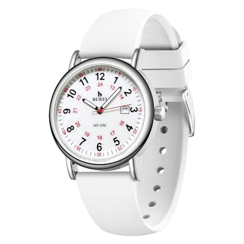 BUREI Damen-Armbanduhr mit 12/24h Militärzeit, wasserdicht, Leuchtend