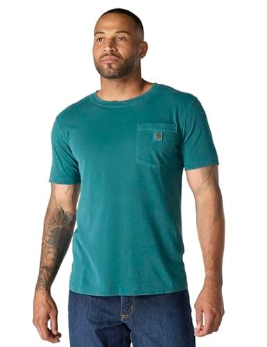 Carhartt Herren-T-Shirt, lockere Passform, leicht, kurzärmelig, gefärbte Tasche, Greenstone, Large Hoch