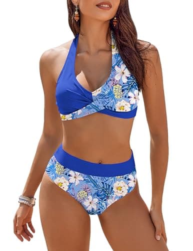 AI'MAGE Damen Bikini Set Sexy Triangel Badeanzug Strand Ties Zweiteiliger Bademode Bikinihose Swimsuit, Königsblau, XL