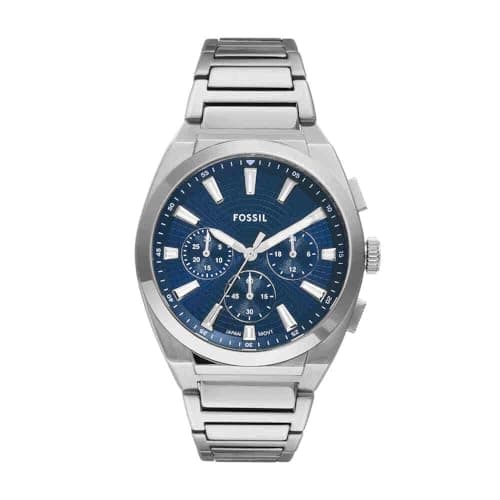 Fossil Everett Herrenuhr, Quarz-Chronographenwerk mit Edelstahl- oder Lederarmband