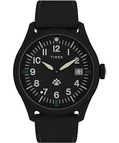 Timex Herren-Armbanduhr Expedition North, 43 mm, umweltfreundliches, zweiteiliges Armband mit Schnellverschluss, schwarzes Zifferblatt, Gehäuse TW2W23400