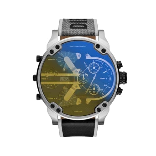 Diesel Mr. Daddy Uhr für Herren, Quarz-Multifunktionswerk mit Leder-, Kunststoff- oder Silikonarmband
